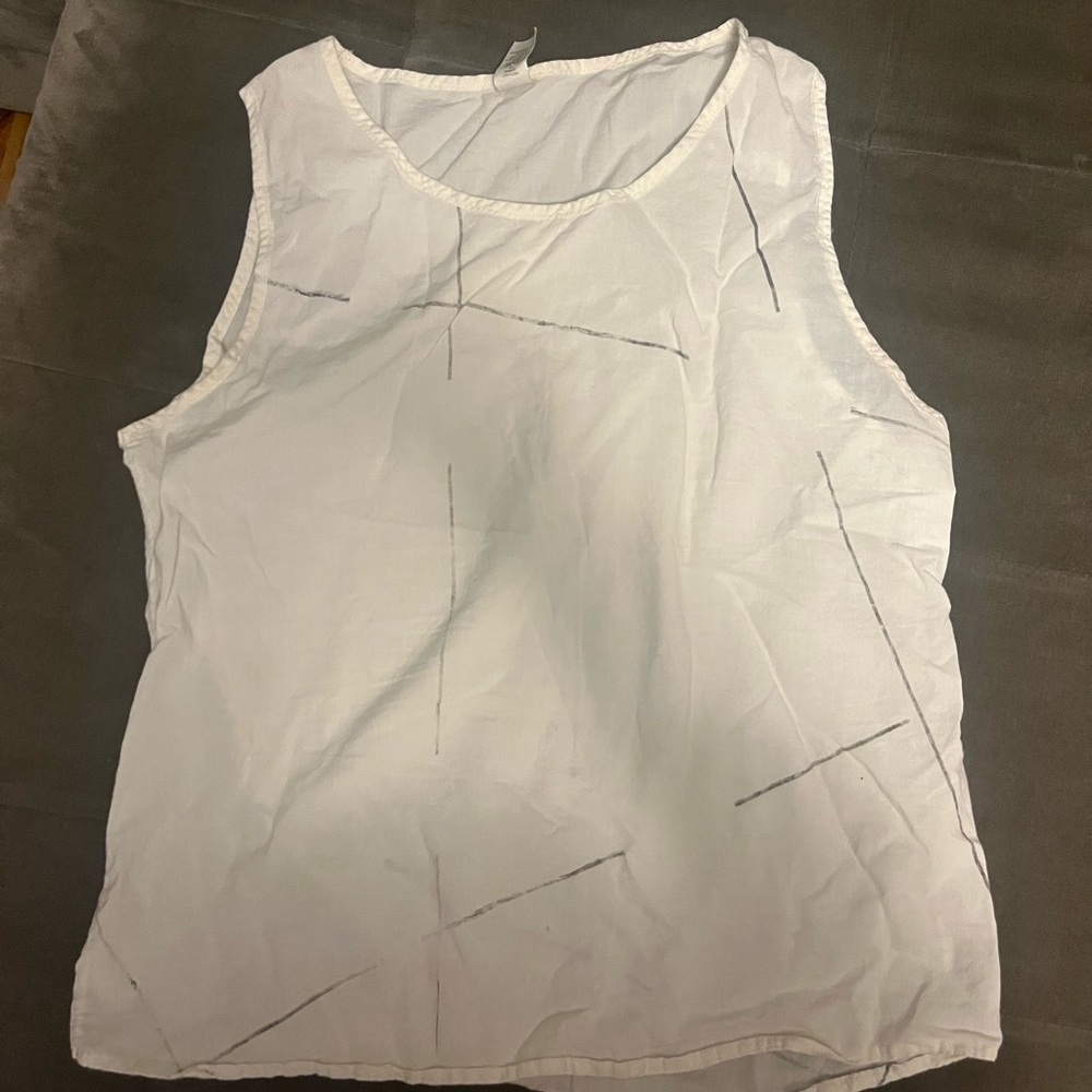 Unique White tank top with black design